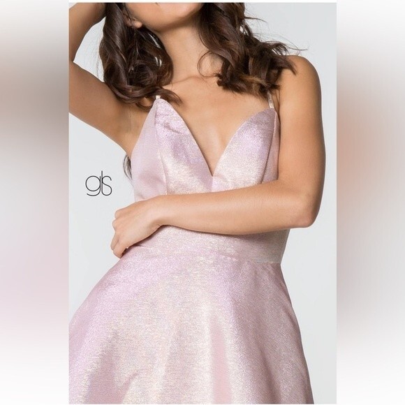 ELIZABETH K GS2838 Short Metallic V-Neck Dress Size XS - Picture 3 of 10